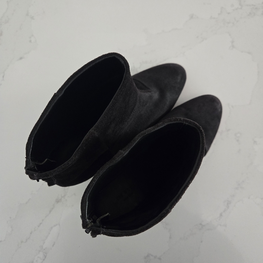 Rag & Bone Classic Newbury Heeled Ankle Boot Asphalt Black Suede Bootie Size 40 - Picture 7 of 11